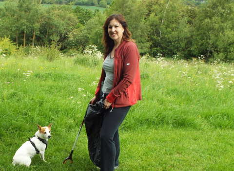 Jane Cooper with Meggie the dog